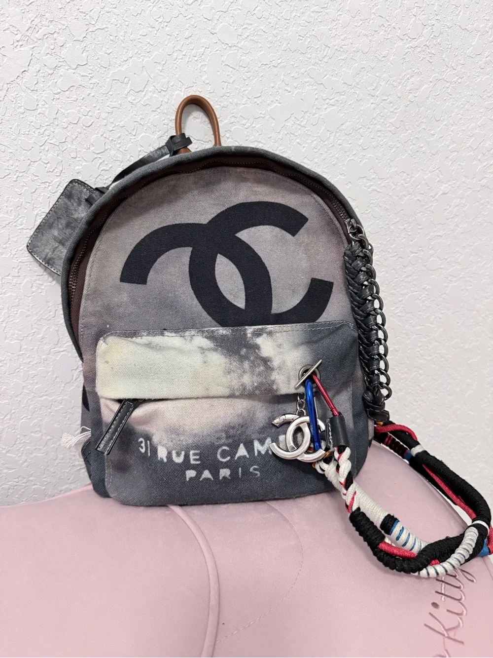 Chanel-Style Graffiti Backpack